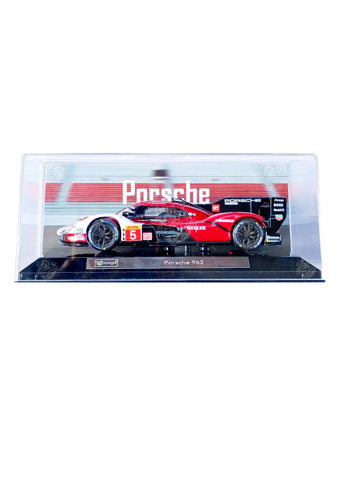 Burago Race Porsche 963 - White / Red (Scale 1:43)