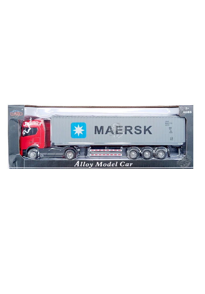 EXCLUSIVES Alloy Model Car Maersk Container Truck - Red / Grey (Scale 1:43)