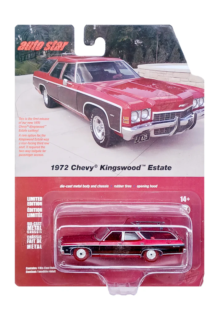 EXCLUSIVES Auto Star 1972 Chevy Kingswood Estate - Red / Brown (Scale 1:64)