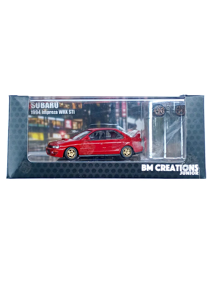 Exclusives BM Creations Junior 1994 Subaru Imprezza WRX STi - Red (With Tyre Sets) (Scale 1:64)