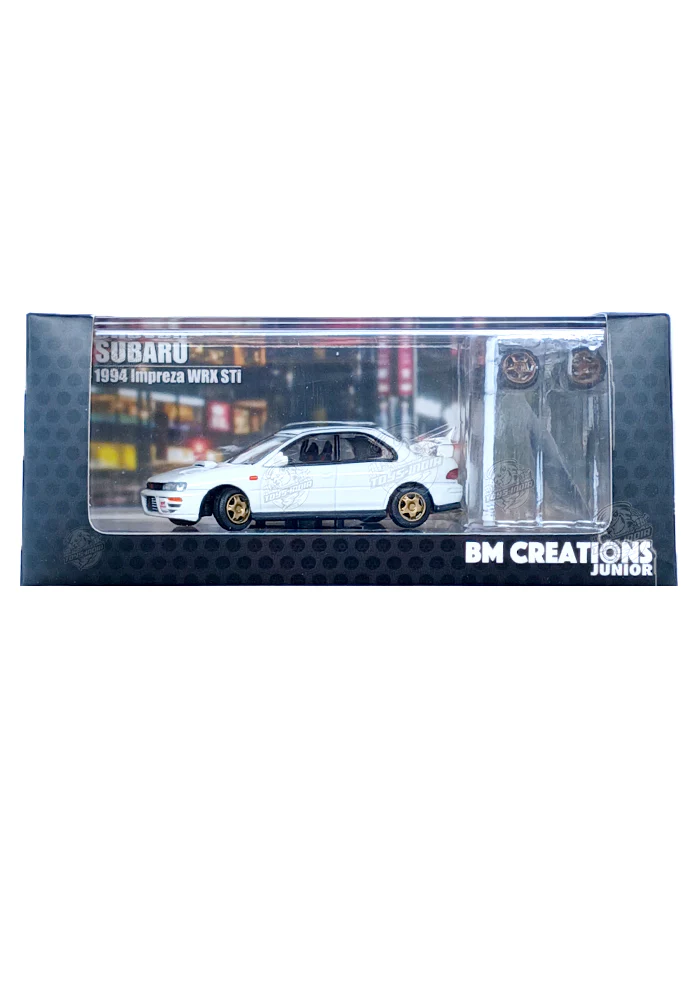 Exclusives BM Creations Junior 1994 Subaru Imprezza WRX STi - White (With Tyre Sets) (Scale 1:64)