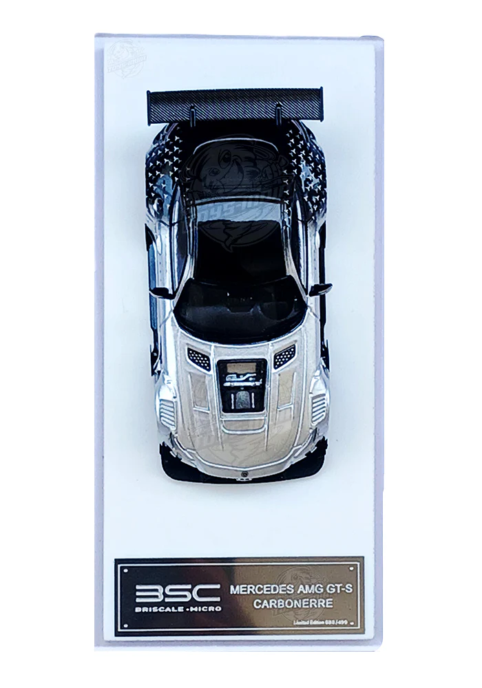 EXCLUSIVES Briscale Micro Mercedes-AMG GT-S Carbonerre - Silver / Black (Scale 1:64) - Image 3