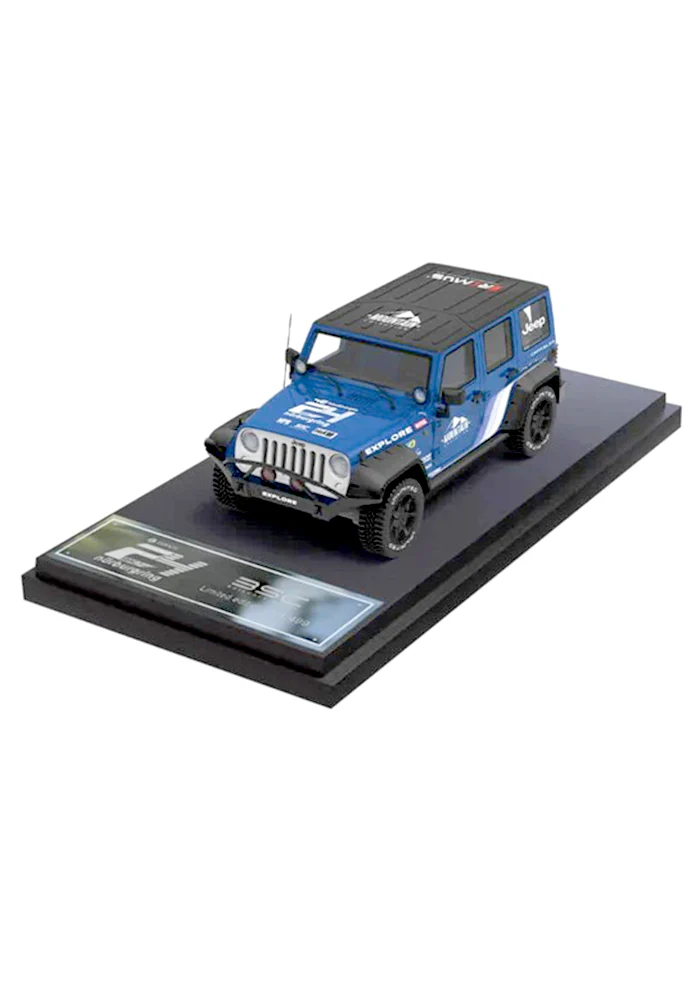 EXCLUSIVES Briscale Micro Premium 3-Pc. Set Jeep Wrangler / Subaru WRX STi / Trailer - Blue (Scale 1:64)