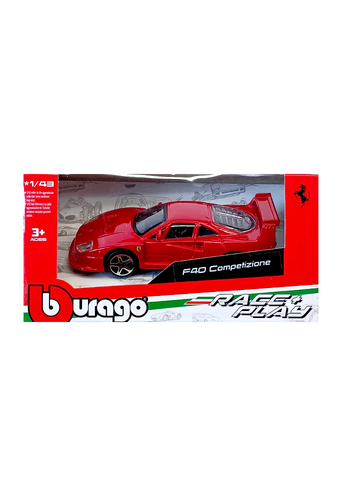 EXCLUSIVES Burago Ferrari Race & Play Ferrari F40 Competizione - Red (Scale 1:43)