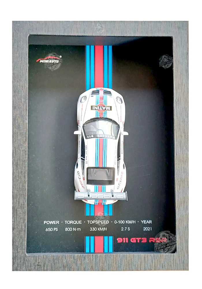 EXCLUSIVES Car Frame - Porsche 911 GT3 RSR - White / Blue (Scale 1:24) - Image 3