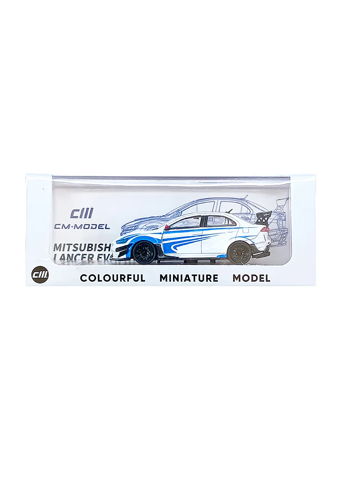 EXCLUSIVES CM Mitsubishi Lancer Evolution - White / Blue  (Scale 1:64)