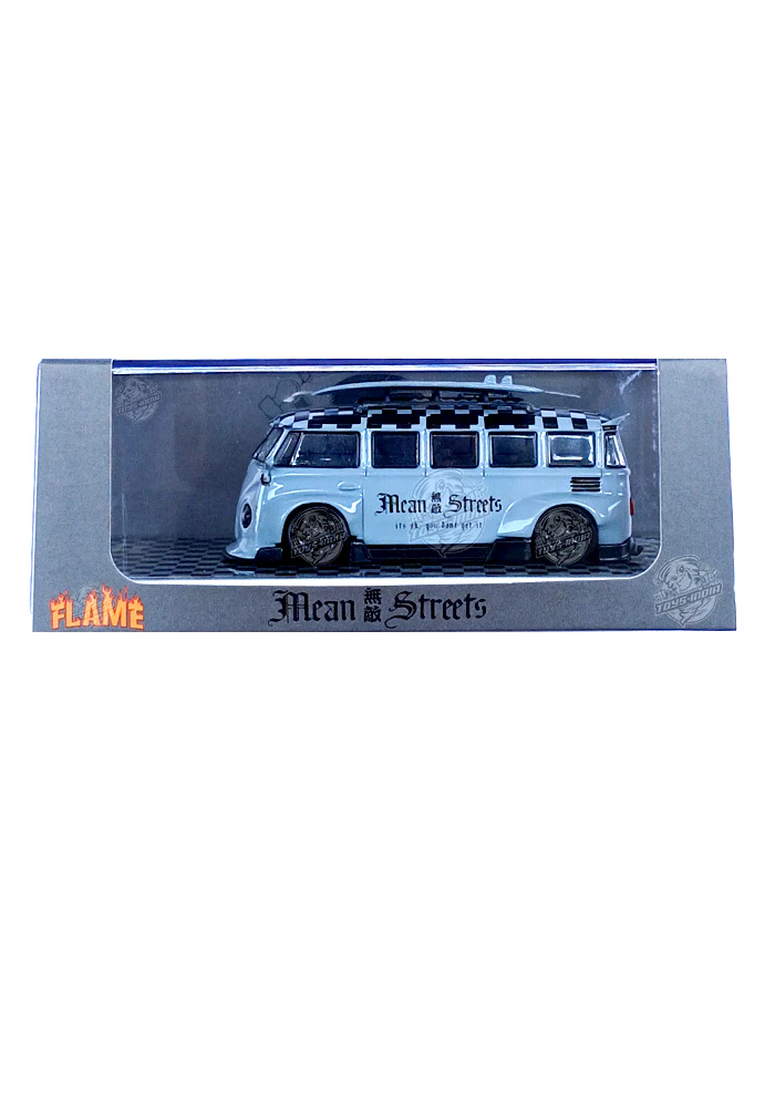 EXCLUSIVES Flame Model Mean Streets Volkswagen T1 Bus - Grey / Black (Scale 1:64) - Image 2