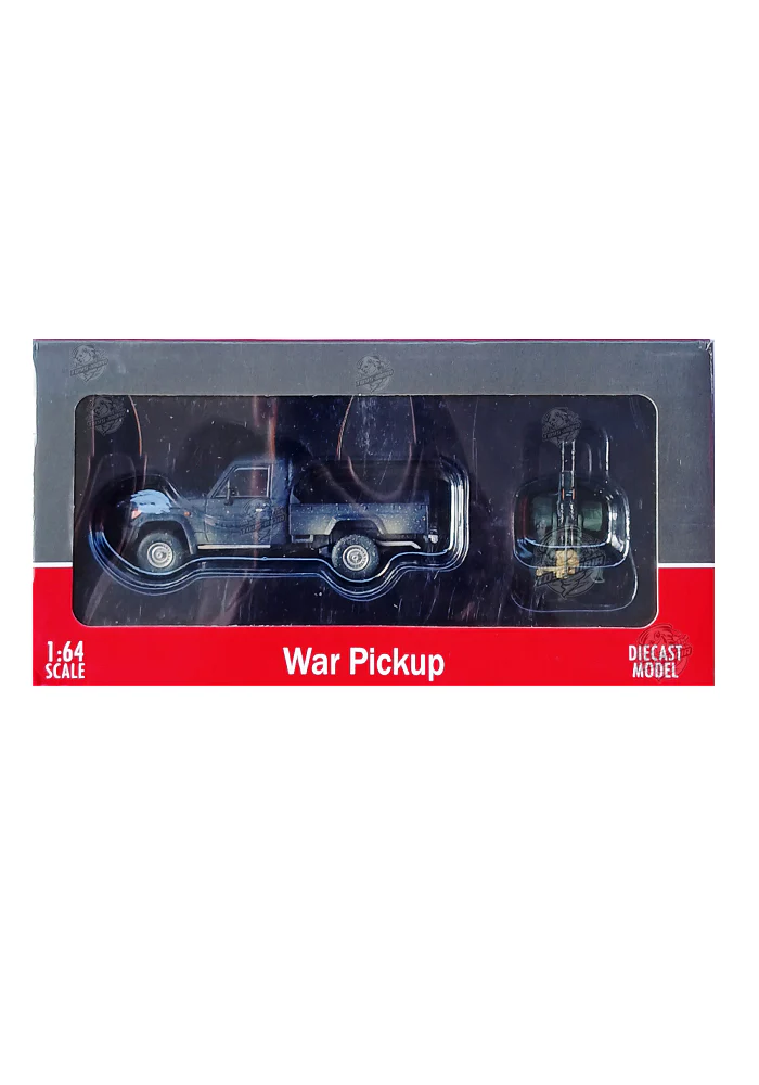 EXCLUSIVES Hobby Fans Army Truck War Pickup with 1 Attachment - Grey (Scale 1:64)