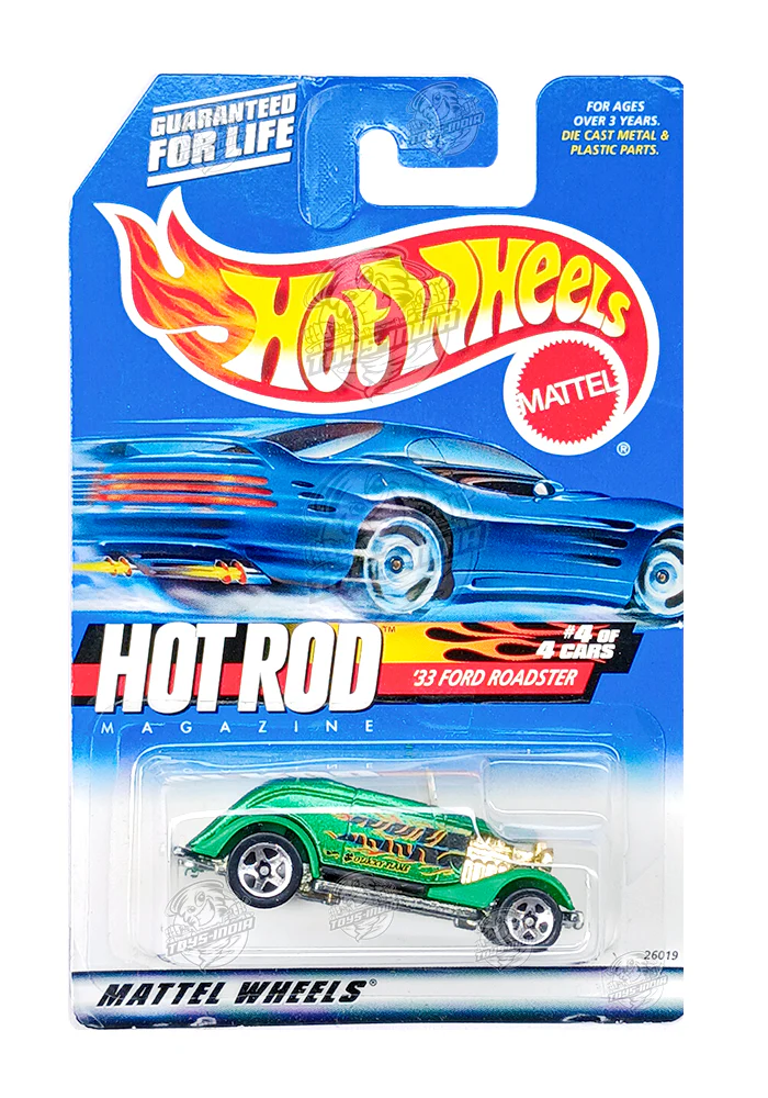 EXCLUSIVES Hot Rod Hot Wheels '33 Ford Roadster - Green - 1999 Card (With Protector Case)