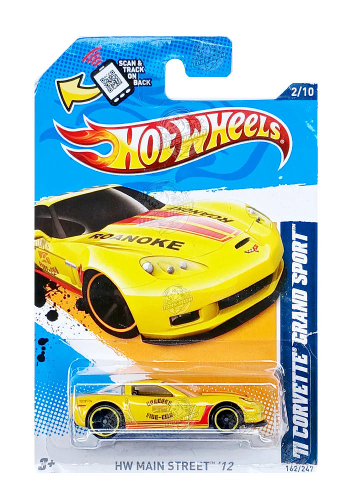 EXCLUSIVES Hot Wheels '11 Corvette Grand Sport - Yellow - 2011 Card (Card Damage / Car in Excellent Condition) (With Protector Case)