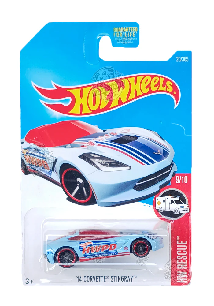 EXCLUSIVES Hot Wheels '14 Corvette Stingray - Blue / Red - 2015 Card (With Protector Case)
