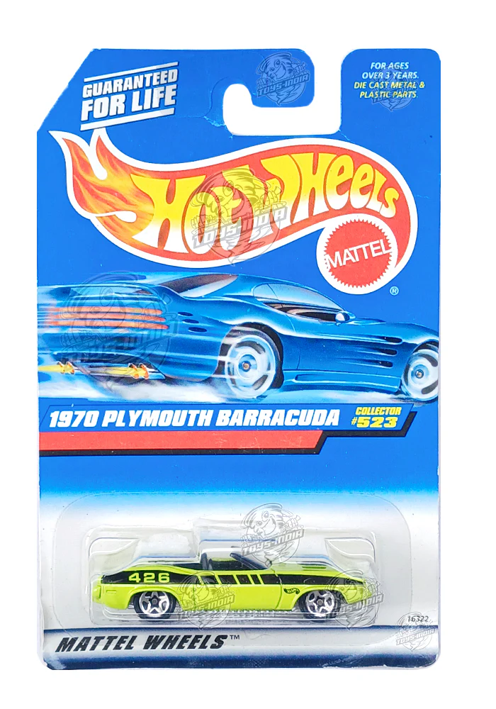 EXCLUSIVES Hot Wheels 1970 Plymouth Barracuda - Green / Black - 1997 Card (With Protector Case)