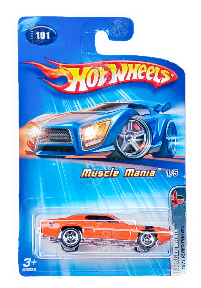 EXCLUSIVES Hot Wheels 1971 Plymouth GTX - Orange - 2004 Card (With Protector Case)