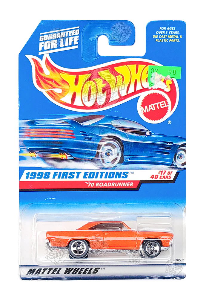 EXCLUSIVES Hot Wheels 1998 First Editions '70 Roadrunner - Orange - 1997 Card (With Protector Case) - Image 3