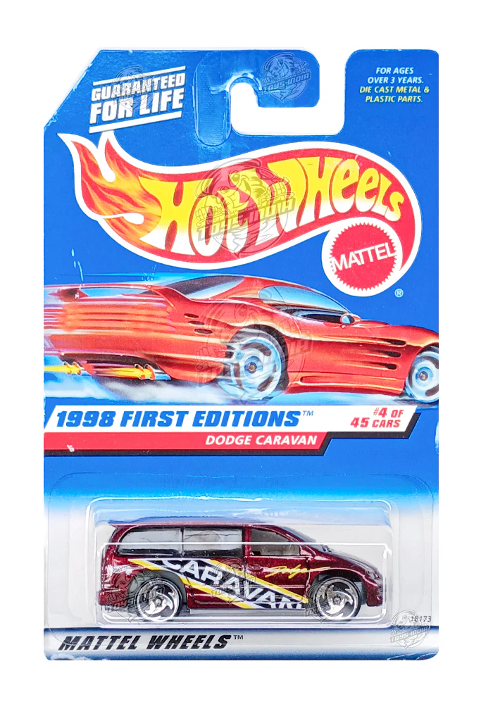 EXCLUSIVES Hot Wheels 1998 First Editions Dodge Caravan - Red - 1997 Card (Card - 2) (With Protector Case)