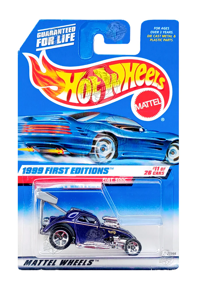 EXCLUSIVES Hot Wheels 1999 First Editions Fiat 500C - Purple / Grey - 1998 Card (With Protector Case)