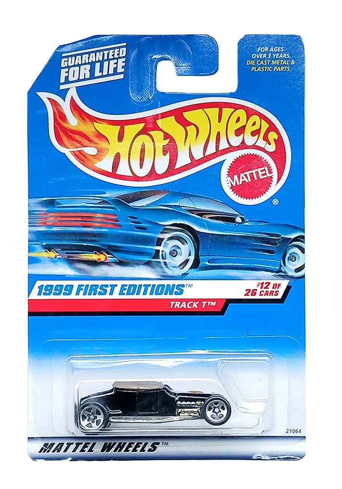 EXCLUSIVES Hot Wheels 1999 First Editions Track T - Black - 1998 Card (With Protector Case) - Image 2