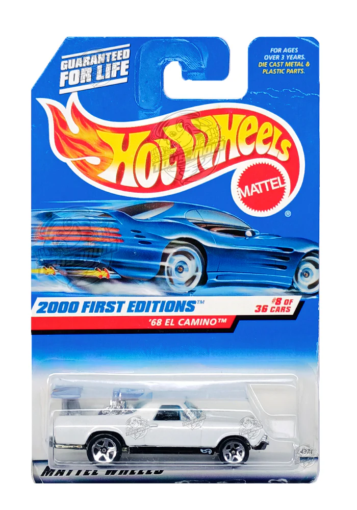EXCLUSIVES Hot Wheels 2000 First Editions '68 El Camino - White - 1999 Card (Creased Card / Car in Excellent Condition) (With Protector Case)