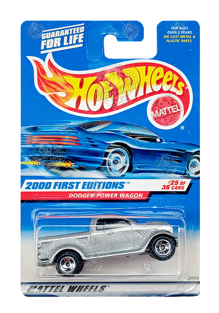 EXCLUSIVES Hot Wheels 2000 First Editions Dodge Power Wagon - Silver - 1999 Card (With Protector Case)