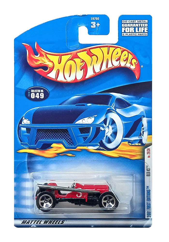 EXCLUSIVES Hot Wheels 2000 First Editions Old #3 - Red - 2000 Card (With Protector Case)