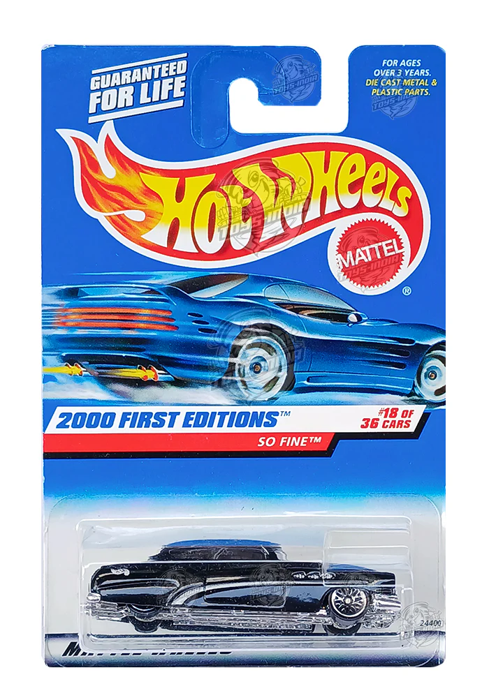 EXCLUSIVES Hot Wheels 2000 First Editions So Fine - Black - 1999 Card (With Protector Case)