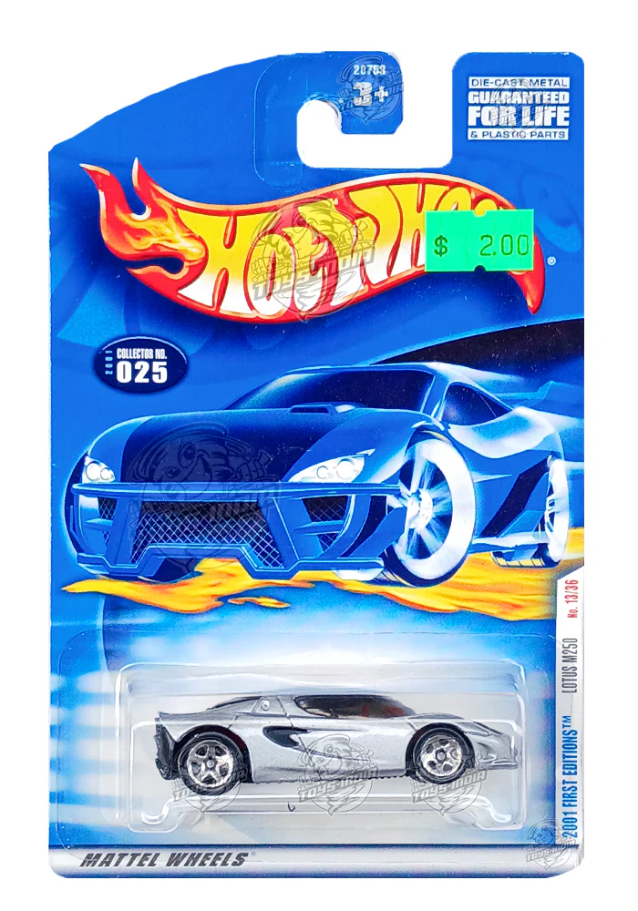 EXCLUSIVES Hot Wheels 2001 First Editions Lotus M250 - Silver - 2000 Card