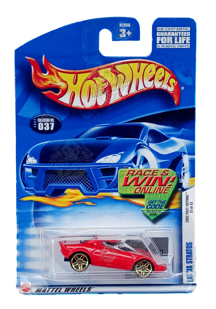 EXCLUSIVES Hot Wheels 2002 First Editions Lancia Stratos - Red - 2001 Card (With Protector Case)