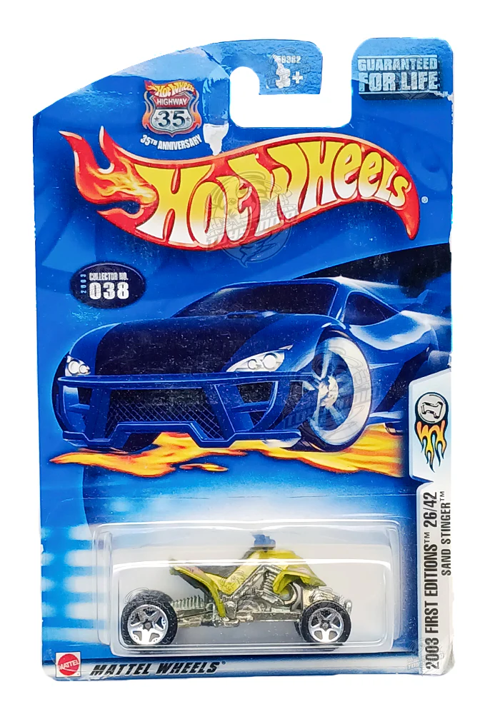 EXCLUSIVES Hot Wheels 2003 First Editions Sand Stinger - Green / Silver - 2002 Card (With Protector Case)