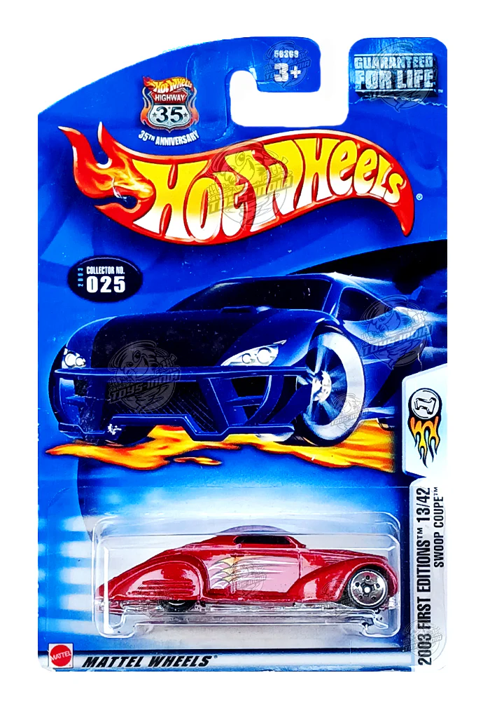 EXCLUSIVES Hot Wheels 2003 First Editions Swoop Coupe - Red - 2002 Card (Creased Card / Car in Excellent Condition) (With Protector Case)