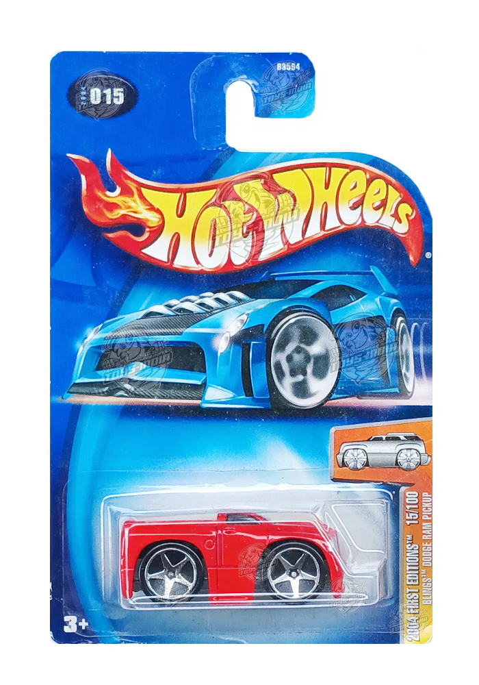 EXCLUSIVES Hot Wheels 2004 First Editions Blings Dodge Ram Pickup - Red - 2003 Card (With Protector Case)