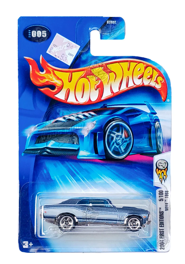 EXCLUSIVES Hot Wheels 2004 First Editions Nova 1968 - Blue / White - 2003 Card (With Protector Case)