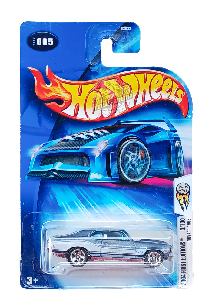 EXCLUSIVES Hot Wheels 2004 First Editions Nova 1968 - Blue / White - 2003 Card (With Protector Case) - Image 2