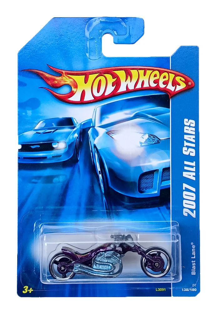 EXCLUSIVES Hot Wheels 2007 All Stars Blast Lane - Purple / Silver - 2006 Card (With Protector Case)