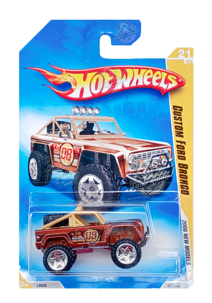 EXCLUSIVES Hot Wheels 2008 New Models Custom Ford Bronco - Brown - 2008 Card (With Protector Case) - Image 2