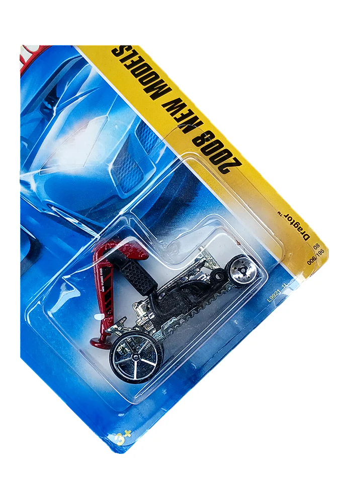 EXCLUSIVES Hot Wheels 2008 New Models Dragtor - Red / Black - 2007 Card (Car Damage) - Image 3