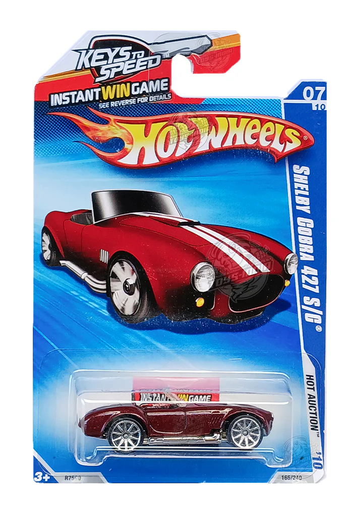 EXCLUSIVES Hot Wheels 2009 Hot Auction Shelby Cobra 427 S/C - Red - 2006 Card (With Protector Case)