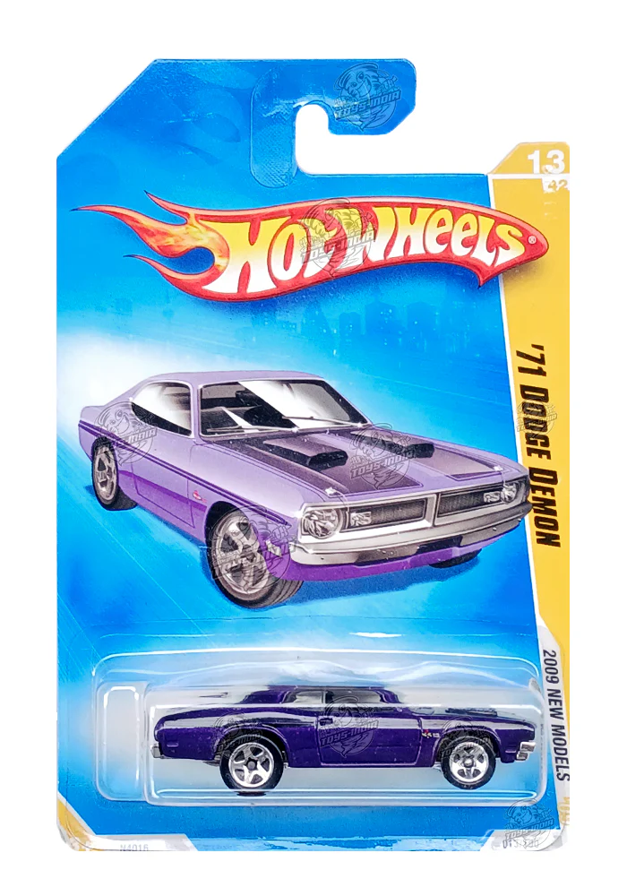EXCLUSIVES Hot Wheels 2009 New Models '71 Dodge Demon - Purple - 2008 Card (With Protector Case)