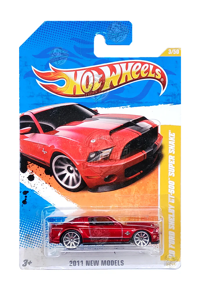 EXCLUSIVES Hot Wheels '10 Ford Shelby GT-500 Super Snake - Black / Red - 2011 Card (With Protector Case)