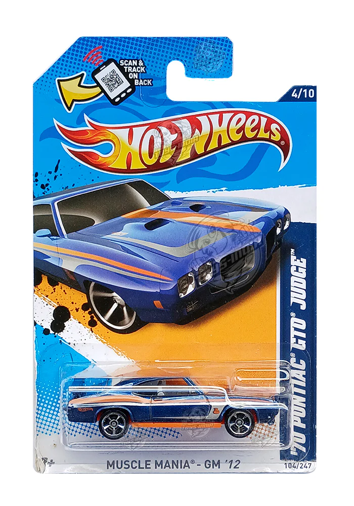 EXCLUSIVES Hot Wheels '70 Pontiac GTO Judge - Blue - 2011 Card (With Protector Case)