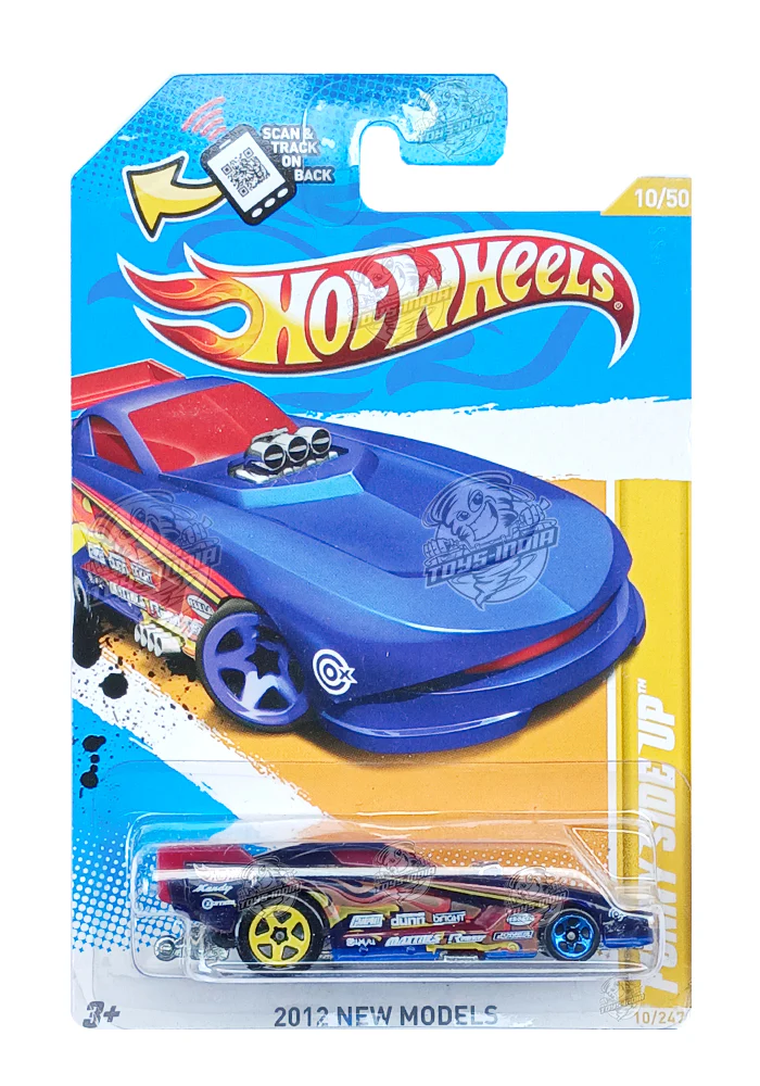EXCLUSIVES Hot Wheels 2012 New Models Funny Side Up - Blue / Red - 2011 Card (With Protector Case)