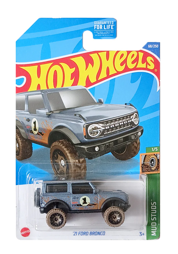 EXCLUSIVES Hot Wheels '21 Ford Bronco - Grey - 2021 Card (With Protector Case)