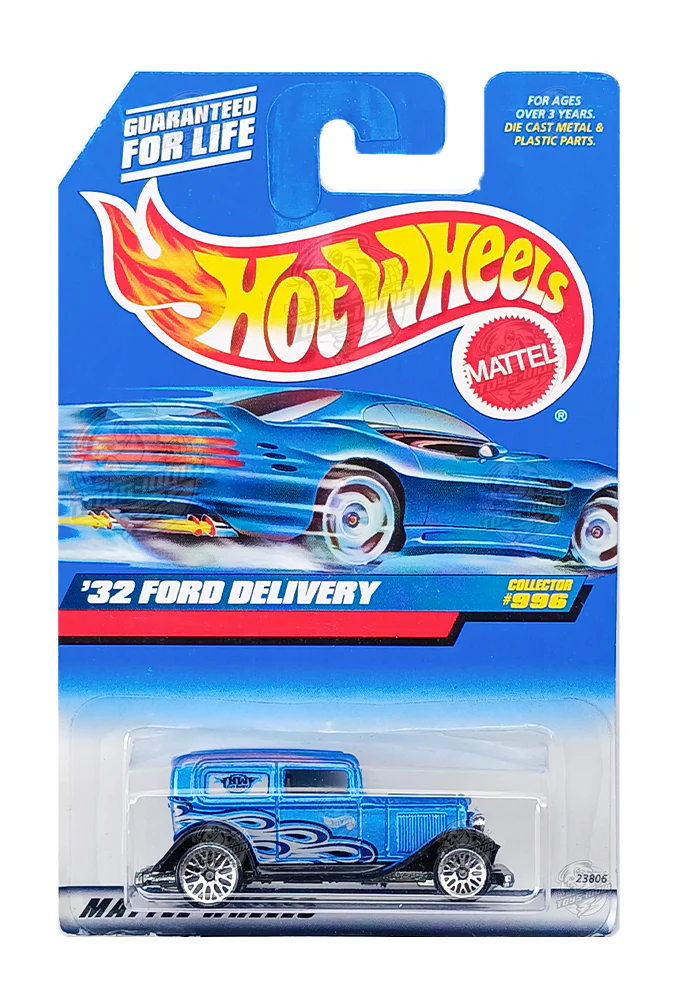 EXCLUSIVES Hot Wheels '32 Ford Delivery - Blue - 1998 Card (With Protector Case)