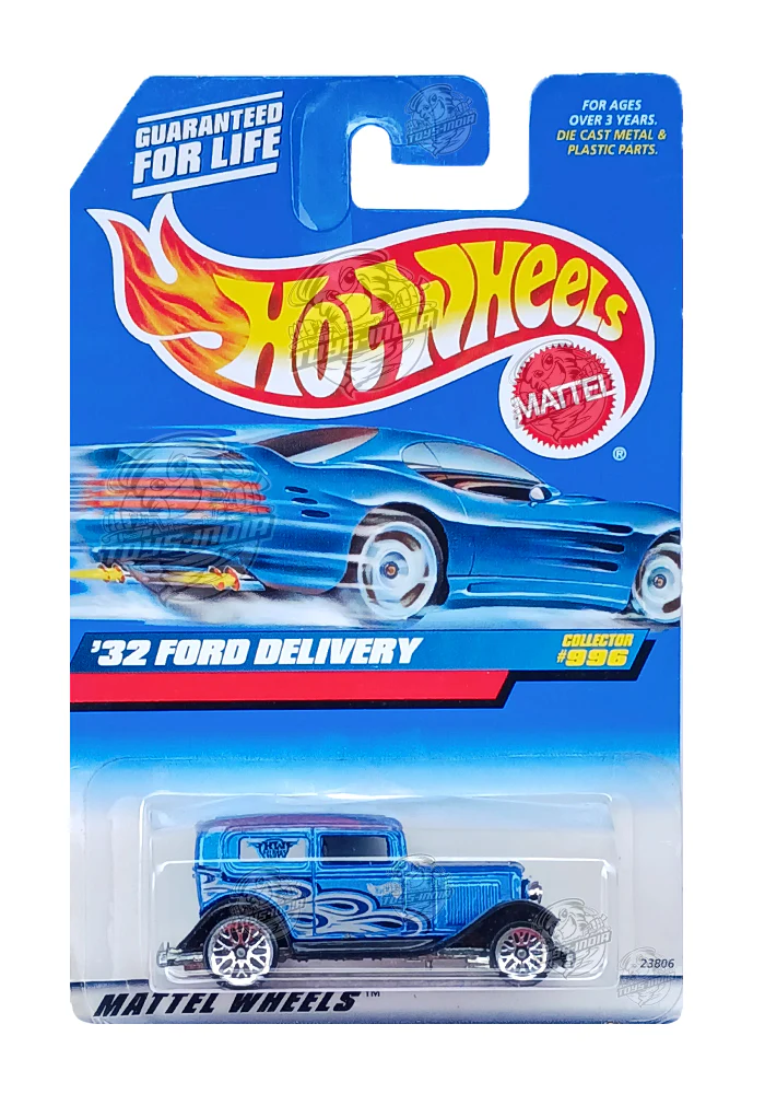 EXCLUSIVES Hot Wheels '32 Ford Delivery - Blue - 1998 Card (With Protector Case) - Image 2