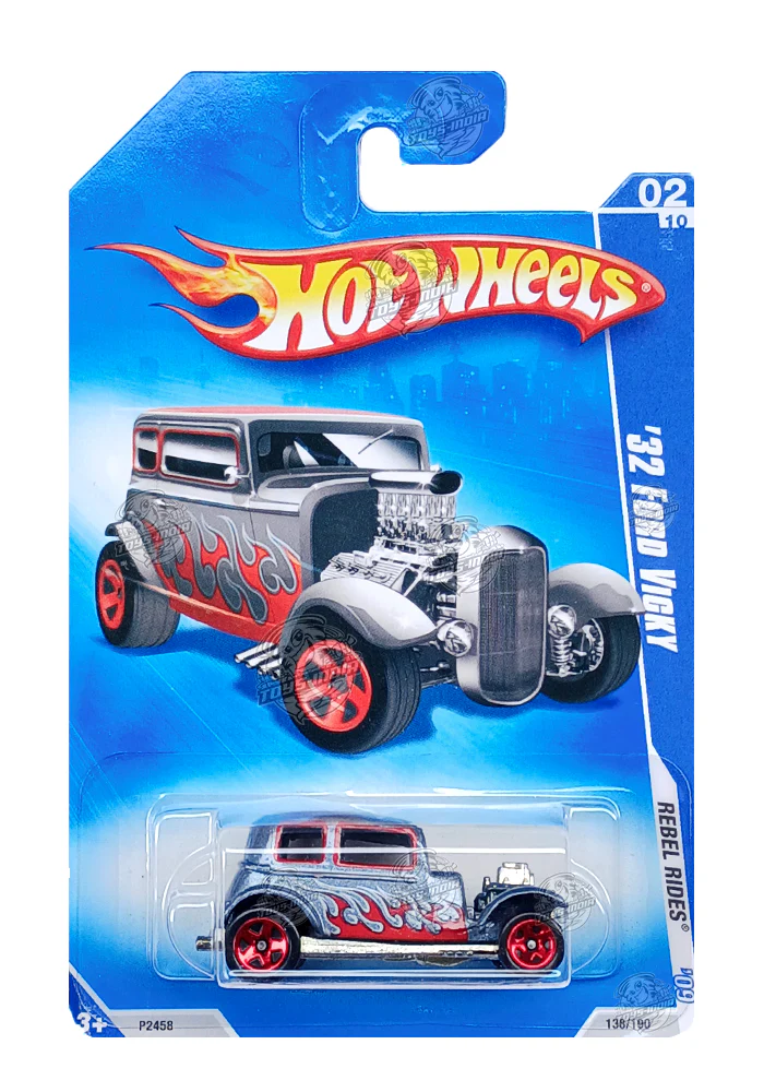 EXCLUSIVES Hot Wheels '32 Ford Vicky - Grey / Red - 2008 Card (With Protector Case)