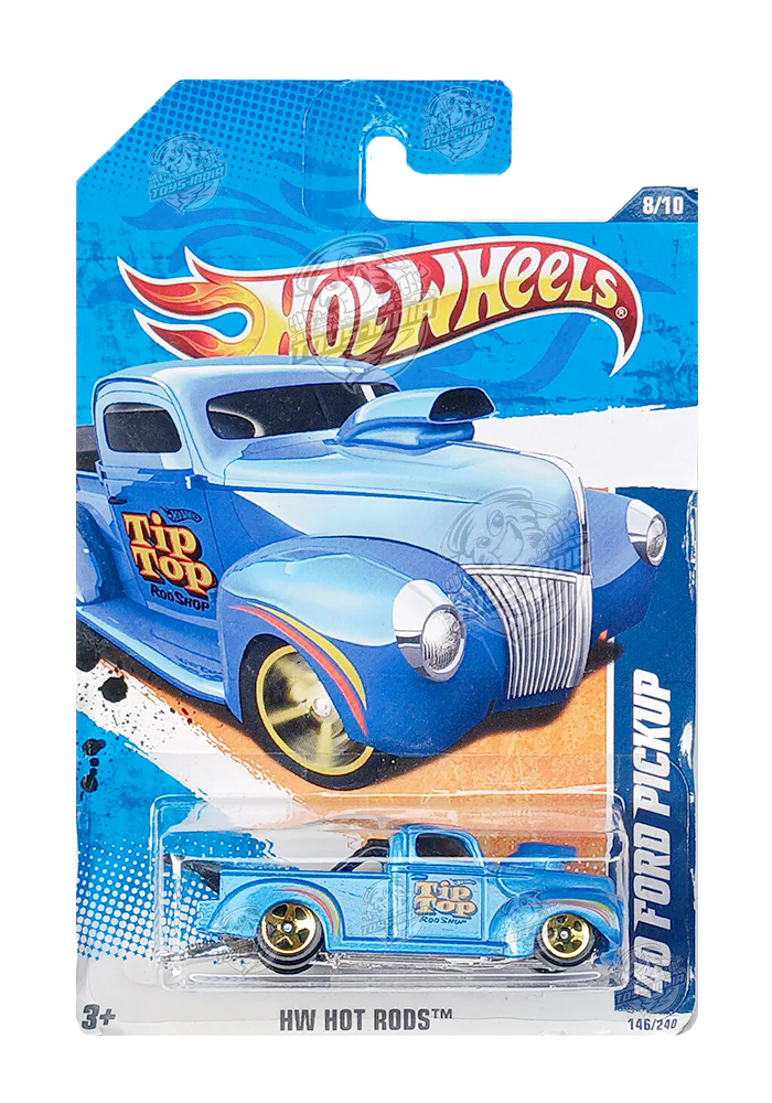 EXCLUSIVES Hot Wheels '40 Ford Pickup - Blue - 2010 Card (With Protector Case)