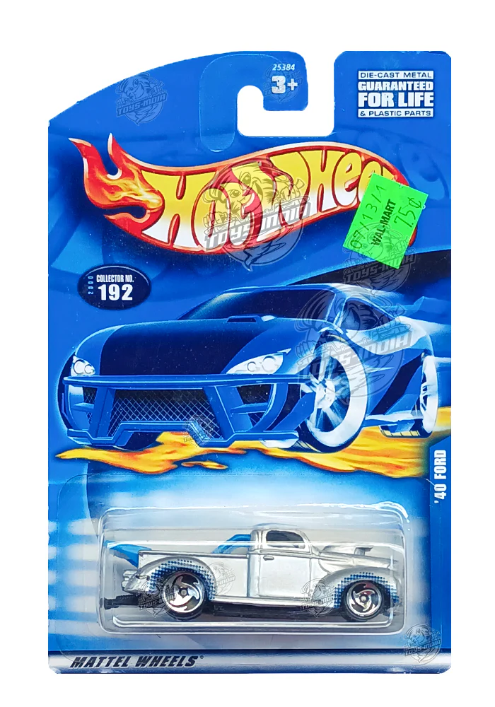 EXCLUSIVES Hot Wheels '40 Ford - Silver / Blue - 2000 Card (With Protector Case)
