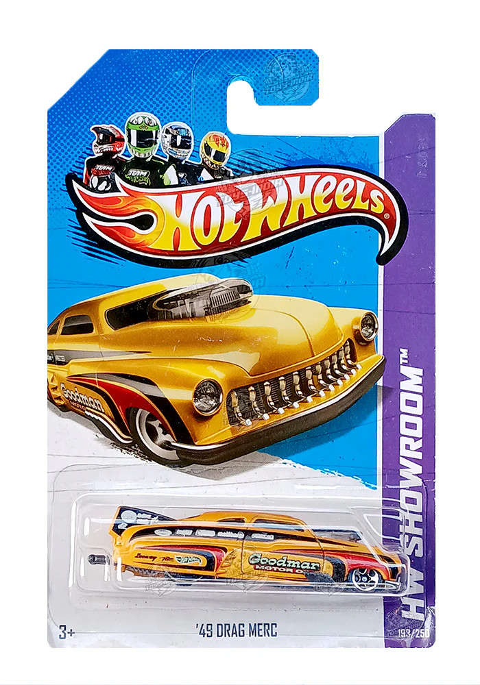 EXCLUSIVES Hot Wheels '49 Drag Merc - Yellow / Black - 2012 Card (With Protector Case)