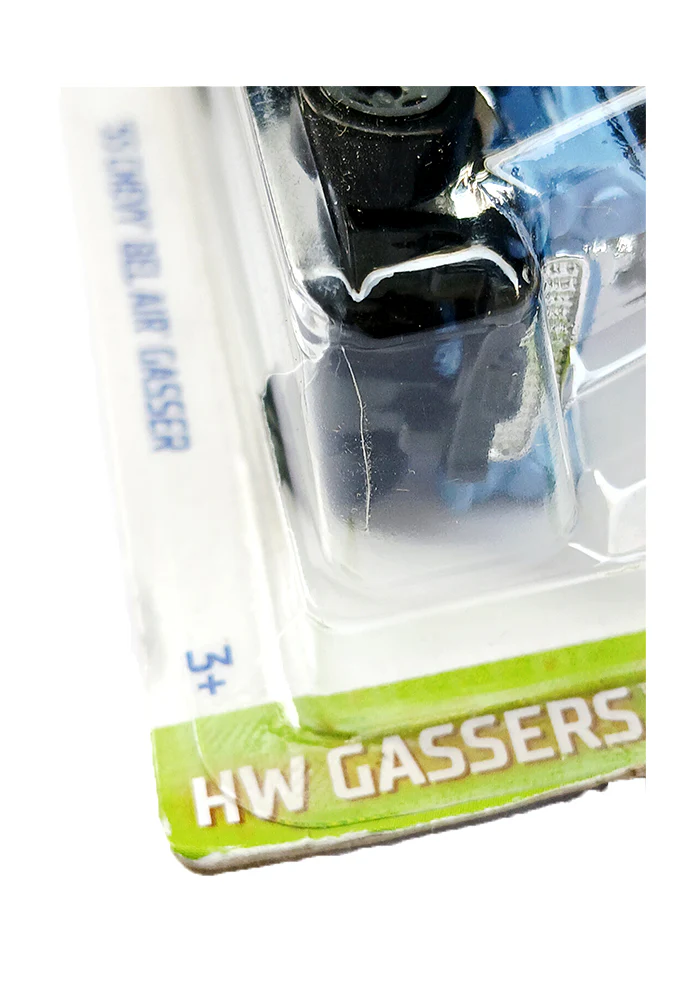 EXCLUSIVES Hot Wheels '55 Chevy Bel Air Gasser - Blue - 2021 Card (Blister Damage / Car in Excellent Condition) (With Protector Case) - Image 2