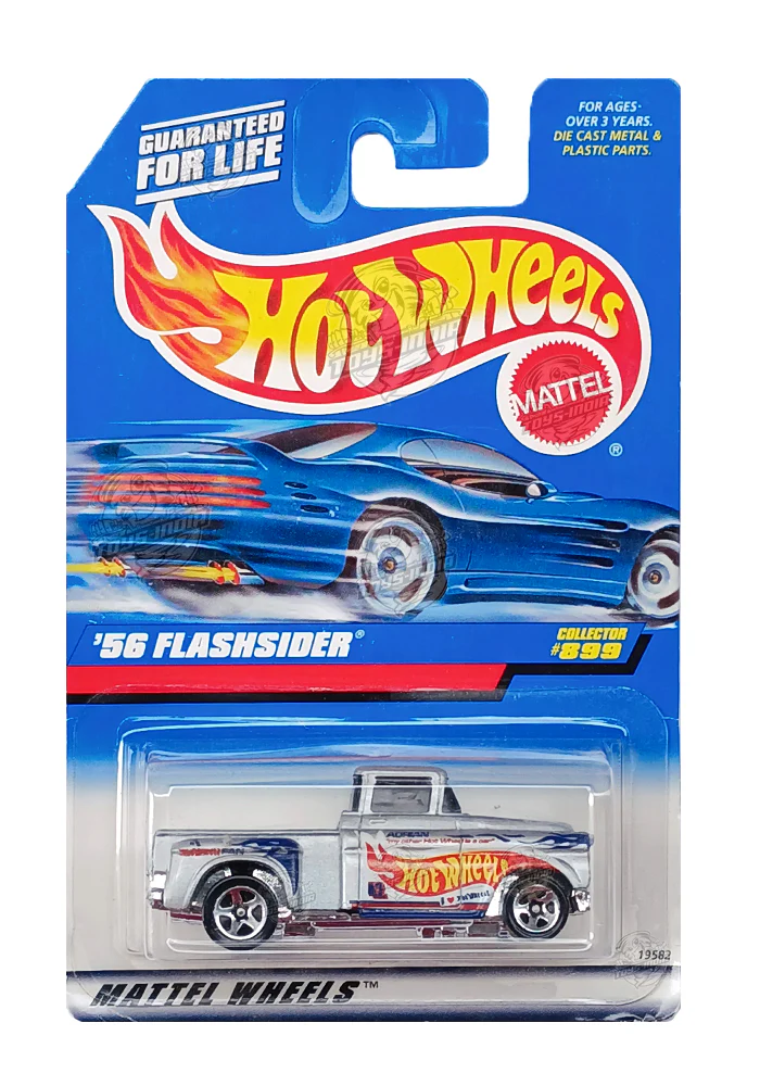 EXCLUSIVES Hot Wheels '56 Flashsider - Silver - 1997 Card (With Protector Case)