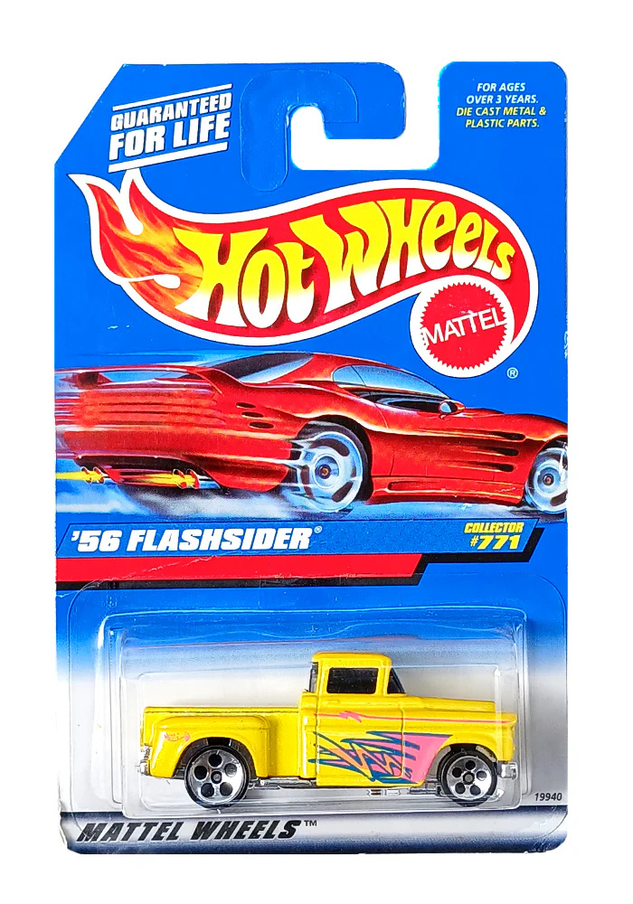 EXCLUSIVES Hot Wheels '56 Flashsider - Yellow / Pink - 1997 Card (With Protector Case)